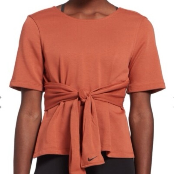 Nike Tops - Nike Shirt Womens Small Rust Dri-fit Yoga Wrap Tie Activewear Small